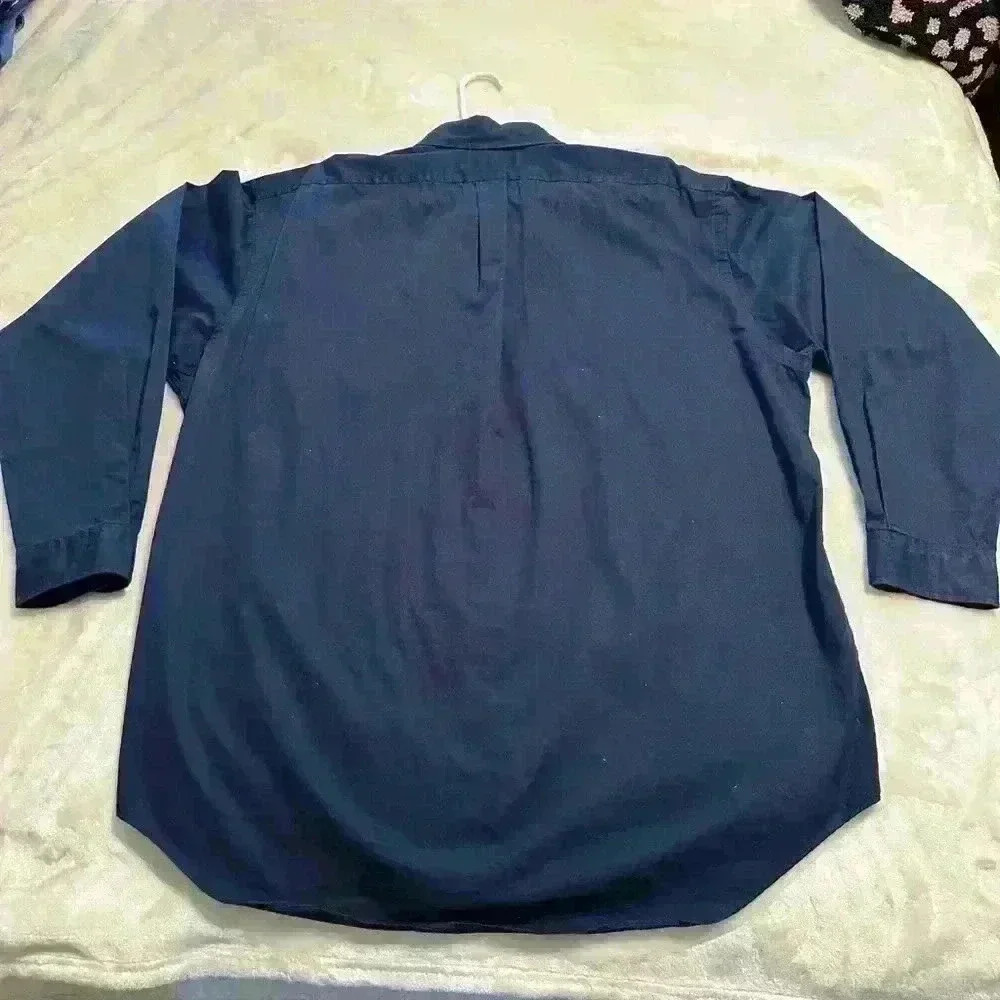 RALPH LAUREN Men's Navy Blake Two-Ply Cotton‎ Button-Up Long-Sleeve Shirt SZ XL - Picture 4 of 7